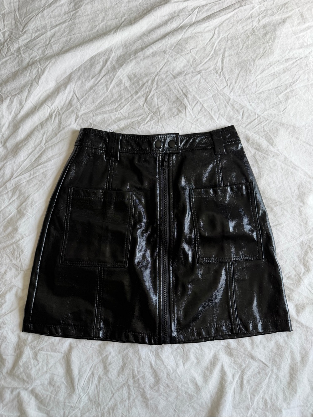 Topshop black Faux Leather Mini Skirt